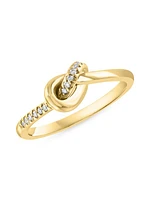 14K Yellow Gold & Diamond Knot Ring