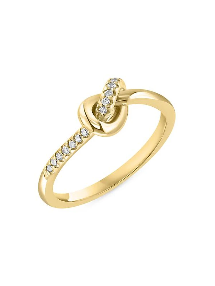 14K Yellow Gold & Diamond Knot Ring