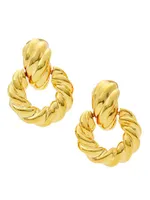 22K Gold-Plated Twisted Doorknocker Earrings