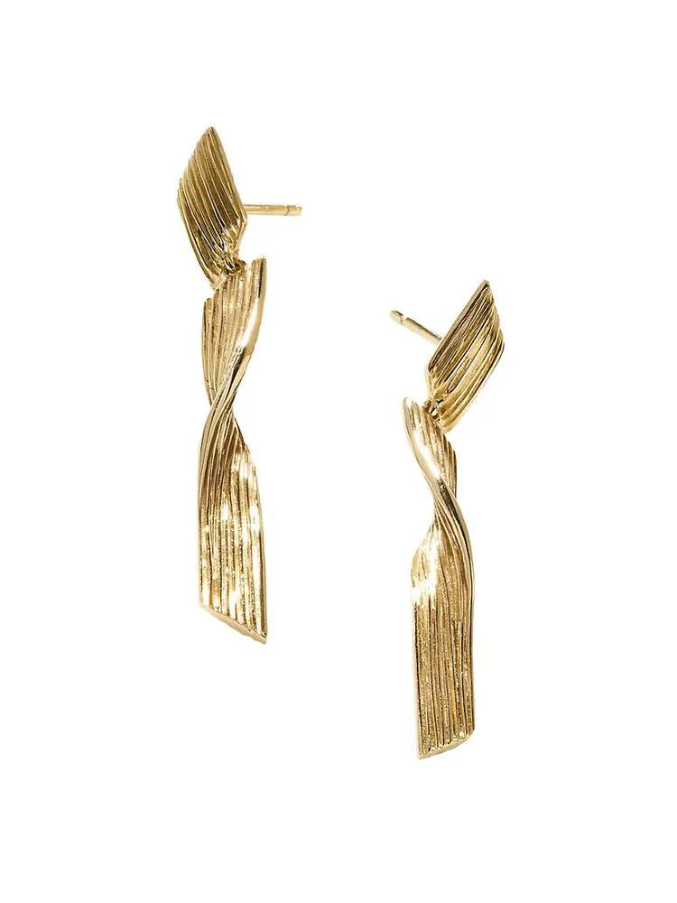 Bamboo 18K Yellow Gold Drop Earrings