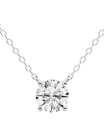 14K White Gold & 0.75 TCW Round Diamond Solitaire Pendant Necklace