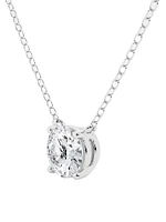 14K White Gold & 0.75 TCW Round Diamond Solitaire Pendant Necklace