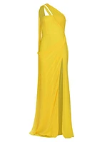 Hermine One-Shoulder Cape Back Gown