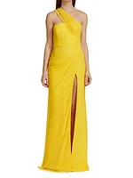 Hermine One-Shoulder Cape Back Gown