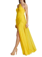 Hermine One-Shoulder Cape Back Gown