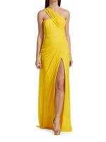 Hermine One-Shoulder Cape Back Gown