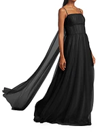 Manuela Tulle Cape Back Gown