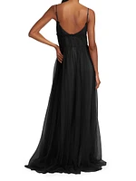 Manuela Tulle Cape Back Gown