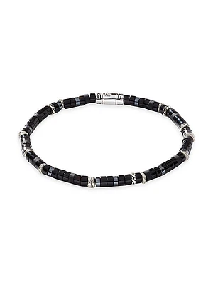 Chain Classic Sterling Silver, Black Onyx & Hematite Bead Bracelet