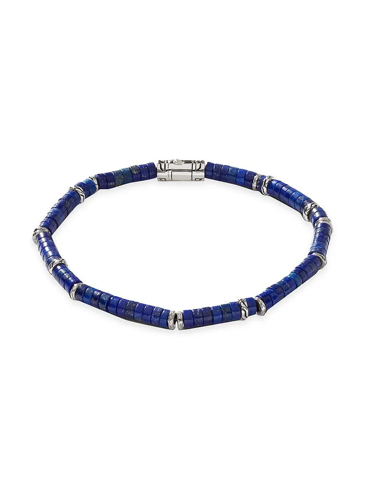 Chain Classic Sterling Silver & Lapis Lazuli Bead Bracelet