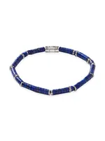 Chain Classic Sterling Silver & Lapis Lazuli Bead Bracelet