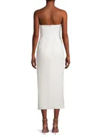 Come On Home Twisted Strapless Midi-Dress