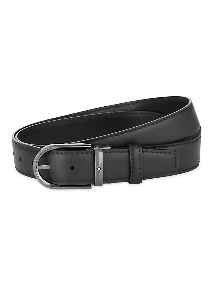 Horseshoe Buckle Leather Belt