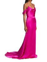 Muriel Satin Open-Back Gown