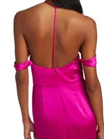 Muriel Satin Open-Back Gown