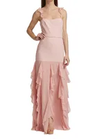 Charlene Ruffle-Embellished Gown