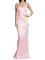 Christine Satin Waist Cut-Outs Gown