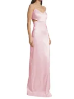 Christine Satin Waist Cut-Outs Gown