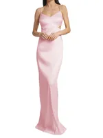 Christine Satin Waist Cut-Outs Gown