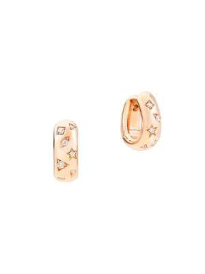 Iconica 18K Rose Gold & Diamond Engraved Hoop Earrings