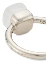 Ring Nudo Petit 18K White Gold, Milky Quartz & Diamond