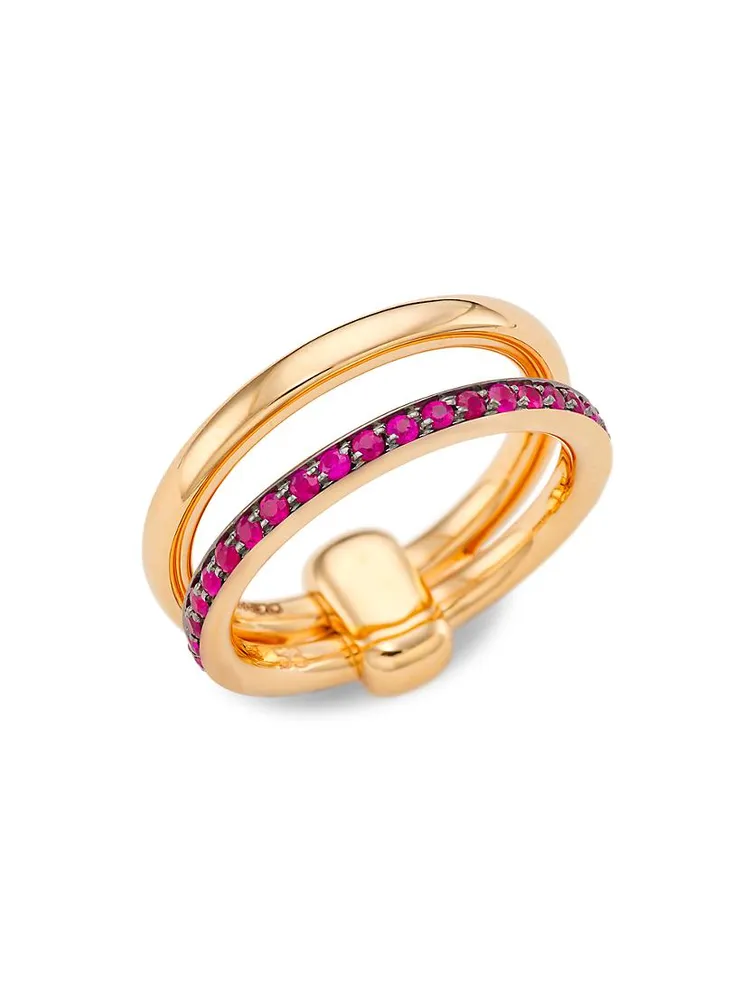 Iconica 18K Rose Gold & Ruby Two-Row Ring