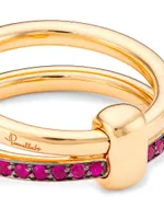 Iconica 18K Rose Gold & Ruby Two-Row Ring