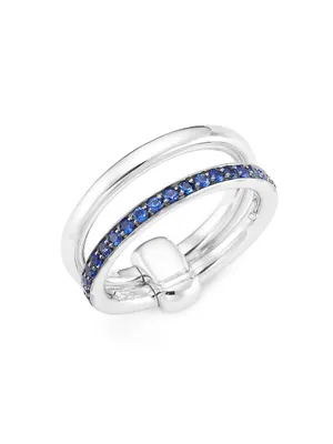 Iconica 18K White Gold & Blue Sapphire Ring