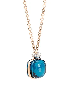 Nudo Classic Two-Tone 18K Gold, London Blue Topaz & Diamond Pendant Necklace