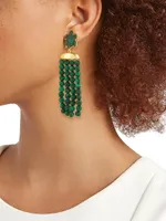 Serdarino Noto 24K-Gold-Plated, Root Emerald, & Faux Malachite Drop Earrings