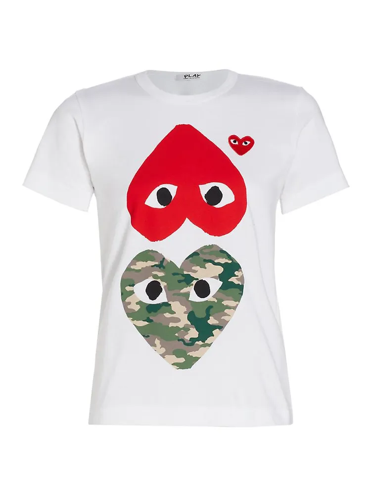 Camouflage-Heart-Print Cotton Jersey T-Shirt