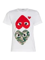 Camouflage-Heart-Print Cotton Jersey T-Shirt