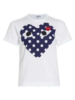 Polka Dot Heart-Print Cotton Jersey T-Shirt