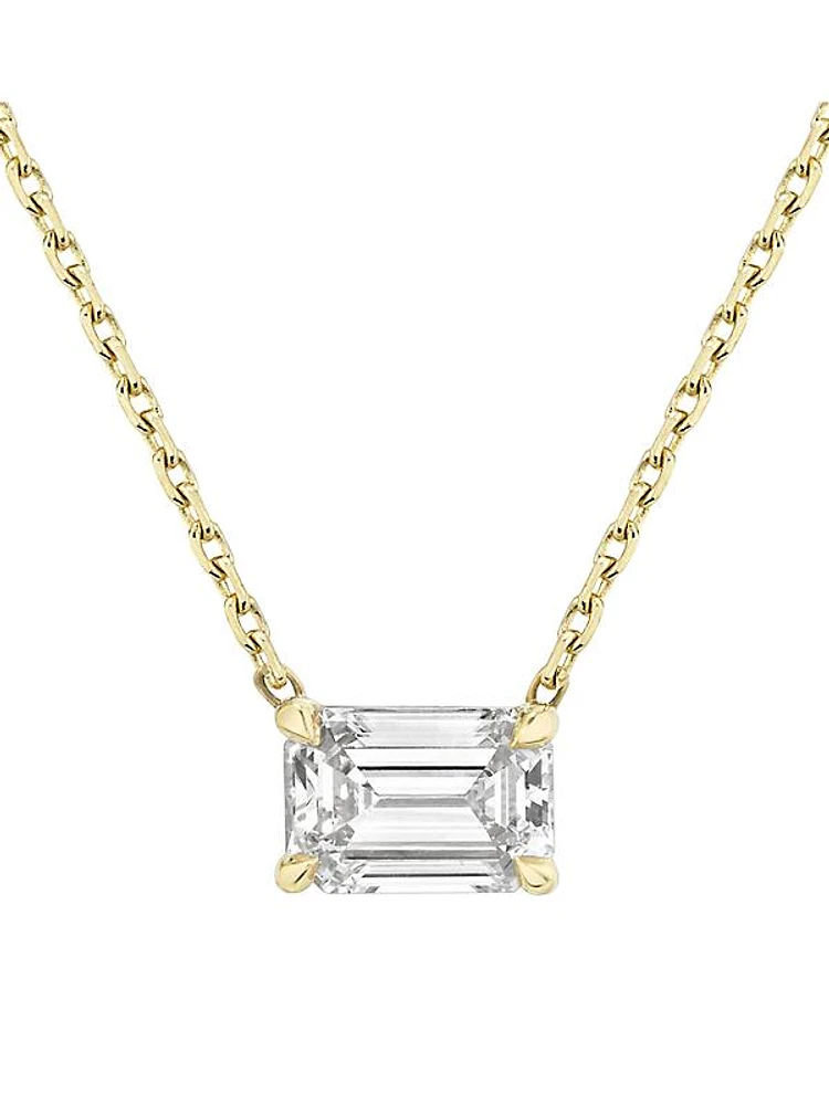 14K Yellow Gold & Emerald-Cut 1.00 TCW Lab-Grown Diamond Pendant Necklace