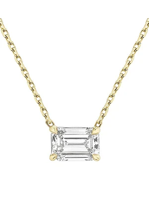 14K Yellow Gold & Emerald-Cut 1.00 TCW Lab-Grown Diamond Pendant Necklace