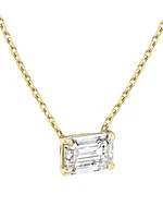 14K Yellow Gold & Emerald-Cut 1.00 TCW Lab-Grown Diamond Pendant Necklace