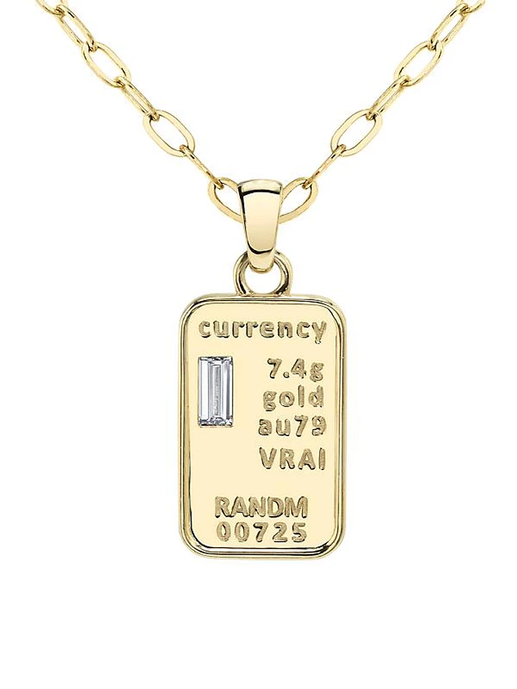 Currency 14K Yellow Gold & 0.25 TCW Lab-Grown Diamond Pendant Necklace