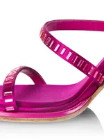 Emili Sindlev x Bettina Vermillon Chica Fuxsia Crystal-Embellished Satin Sandals