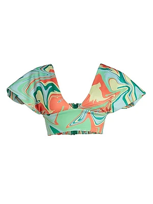 Hazel Asymmetric Printed Crop Top