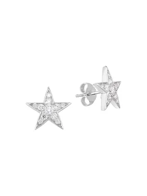 Tiny Treasures 18K White Gold & Diamond Star Earrings