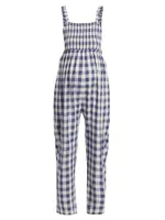 Marais Gingham Smocked Maternity Jumpsuit