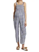 Marais Gingham Smocked Maternity Jumpsuit