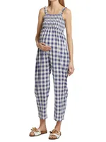 Marais Gingham Smocked Maternity Jumpsuit