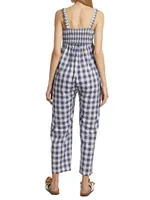 Marais Gingham Smocked Maternity Jumpsuit