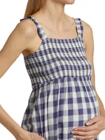 Marais Gingham Smocked Maternity Jumpsuit