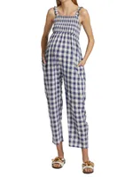 Marais Gingham Smocked Maternity Jumpsuit