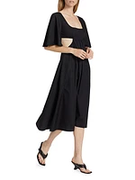 Cotton Cut-Out Midi-Dress