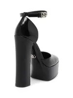 Logo Patent Leather Platform Ankle-Strap Pumps