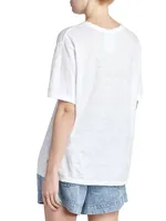 Zewel Oversized Graphic Linen T-Shirt