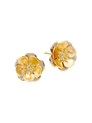 Jardin 18K Gold & Diamond Flower Earrings